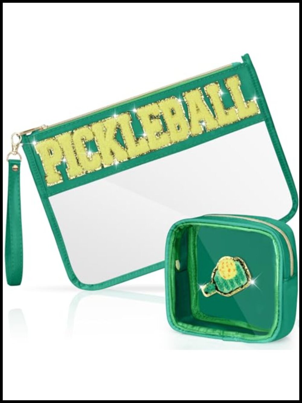 Pickleball Clear PVC Cosmetic Bag Set - 2 Pieces